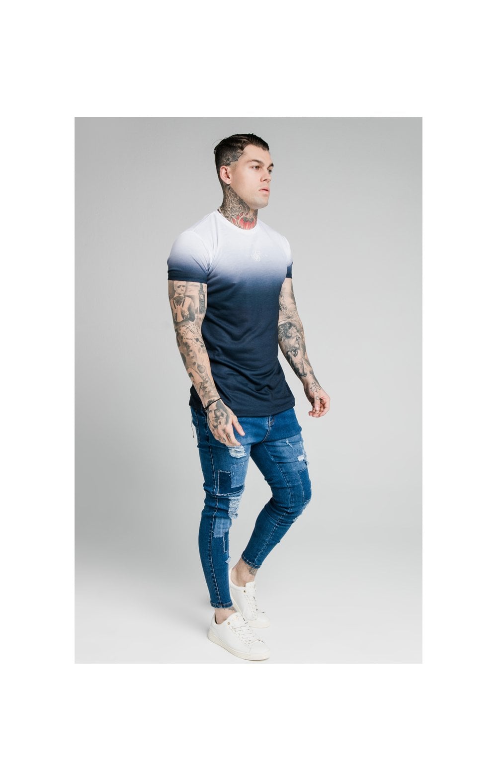 Charger l&#39;image dans la galerie, SikSilk Skinny Distressed Patch Jeans - Midstone (6)
