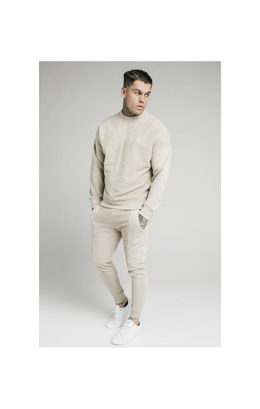 SikSilk Half & Half Fitted Jogger - Stone