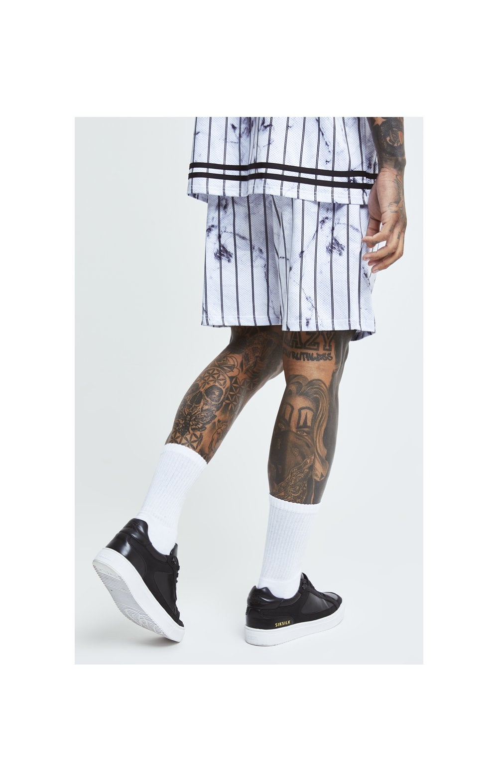 Charger l&#39;image dans la galerie, SikSilk Marble Relaxed Shorts - White &amp; Grey (2)