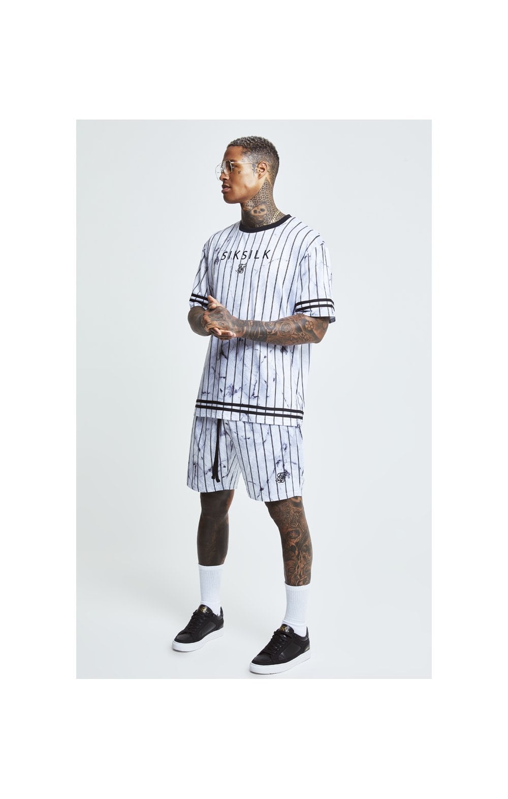 Charger l&#39;image dans la galerie, SikSilk S/S Marble Essential Tee - White &amp; Grey (4)