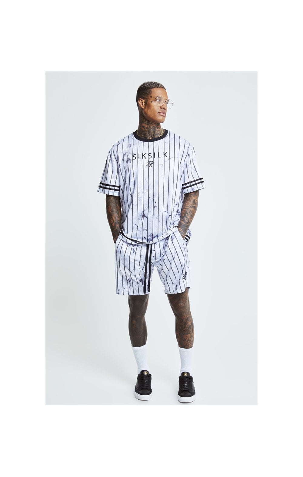 Charger l&#39;image dans la galerie, SikSilk S/S Marble Essential Tee - White &amp; Grey (5)