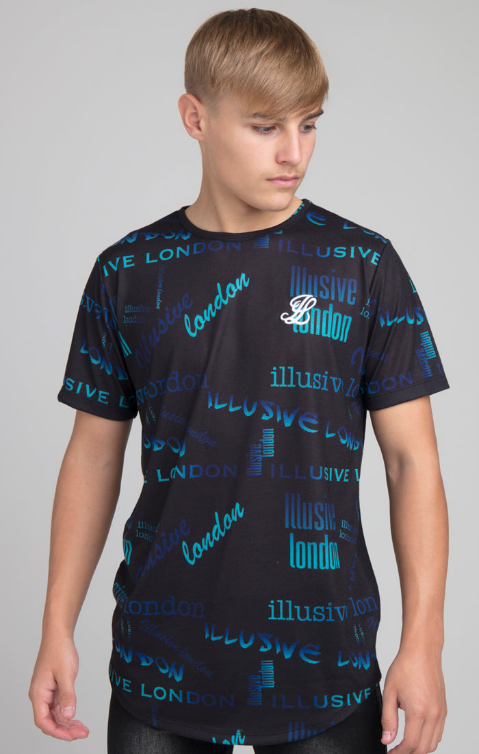 Charger l&#39;image dans la galerie, Boys Illusive Black Logo Printed T-Shirt