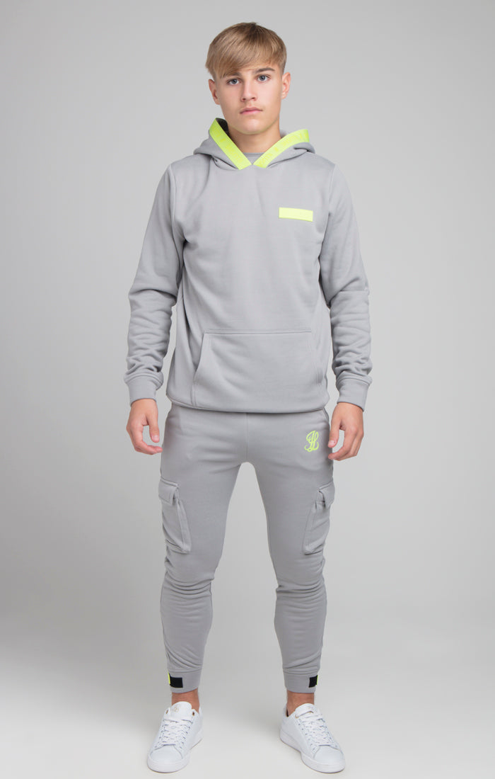 Charger l&#39;image dans la galerie, Boys Illusive Grey Taped Overhead Hoodie (2)