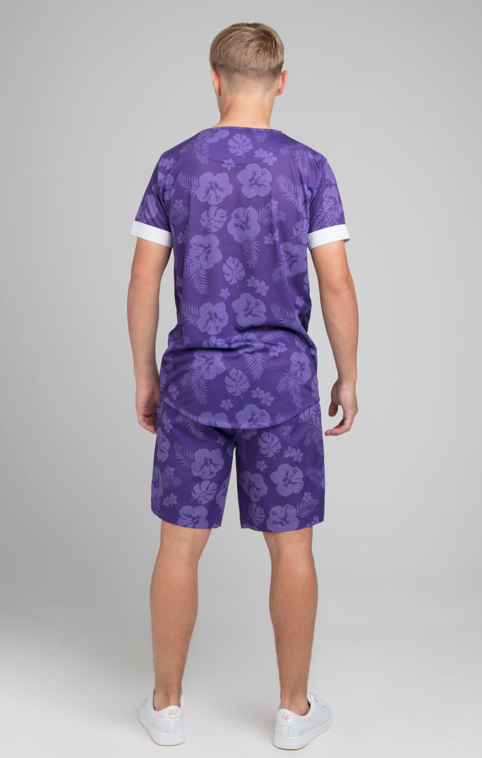 Charger l&#39;image dans la galerie, Illusive T-shirt à imprimé floral violet pour garçon (4)