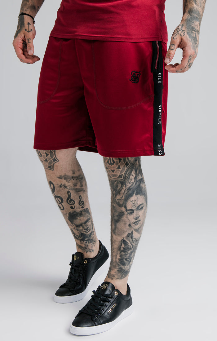 Charger l&#39;image dans la galerie, SikSilk Shadow Loose Fit Shorts - Deep Red &amp; Black