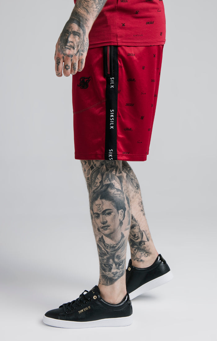 Charger l&#39;image dans la galerie, SikSilk Shadow Loose Fit Shorts - Deep Red &amp; Black (1)