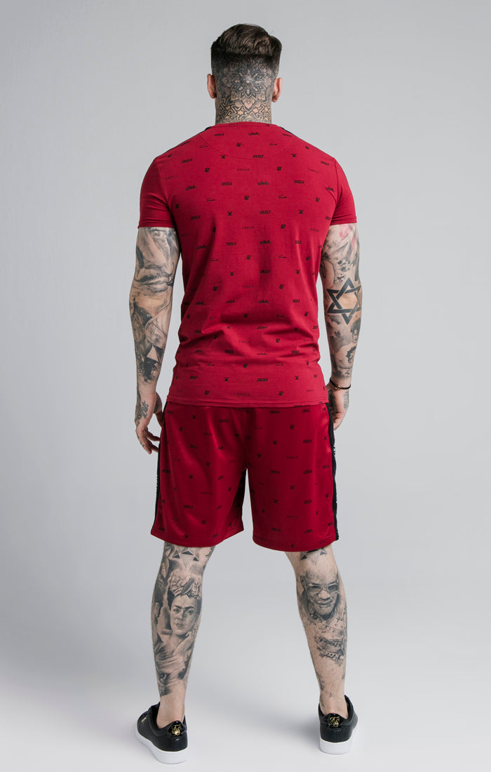 Charger l&#39;image dans la galerie, SikSilk Shadow Loose Fit Shorts - Deep Red &amp; Black (4)