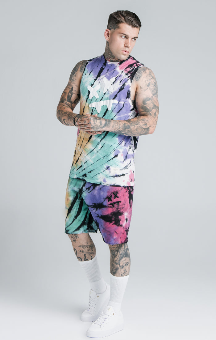 Charger l&#39;image dans la galerie, SikSilk X Steve Aoki Racer Back Vest – Rainbow Ink Tie Dye (2)