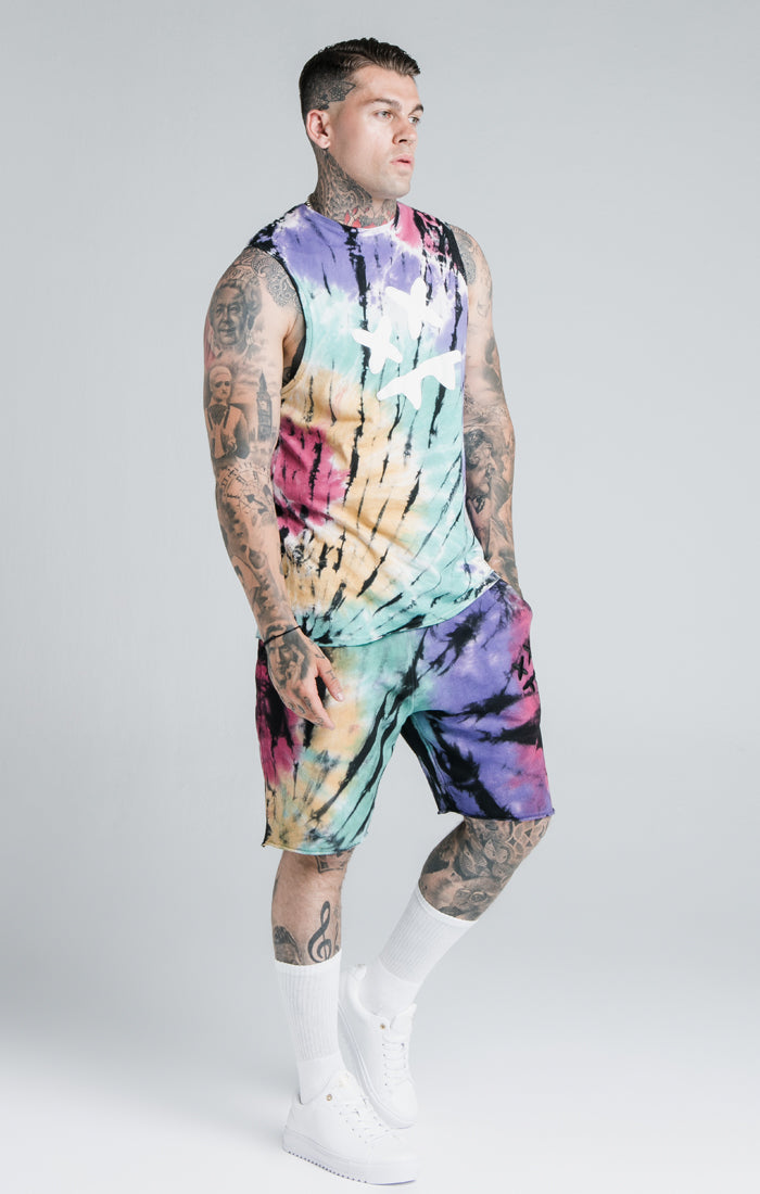Charger l&#39;image dans la galerie, SikSilk X Steve Aoki Racer Back Vest – Rainbow Ink Tie Dye (3)