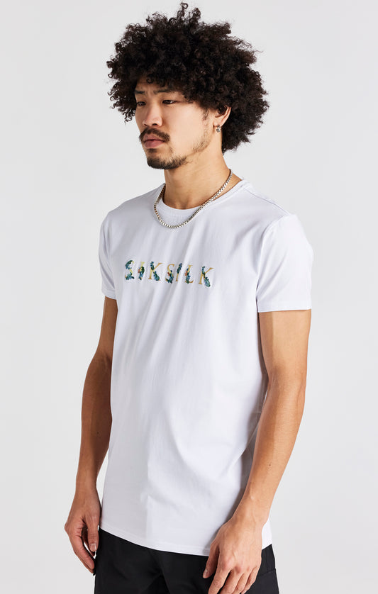 White Floral Embroidered Muscle Fit T-Shirt