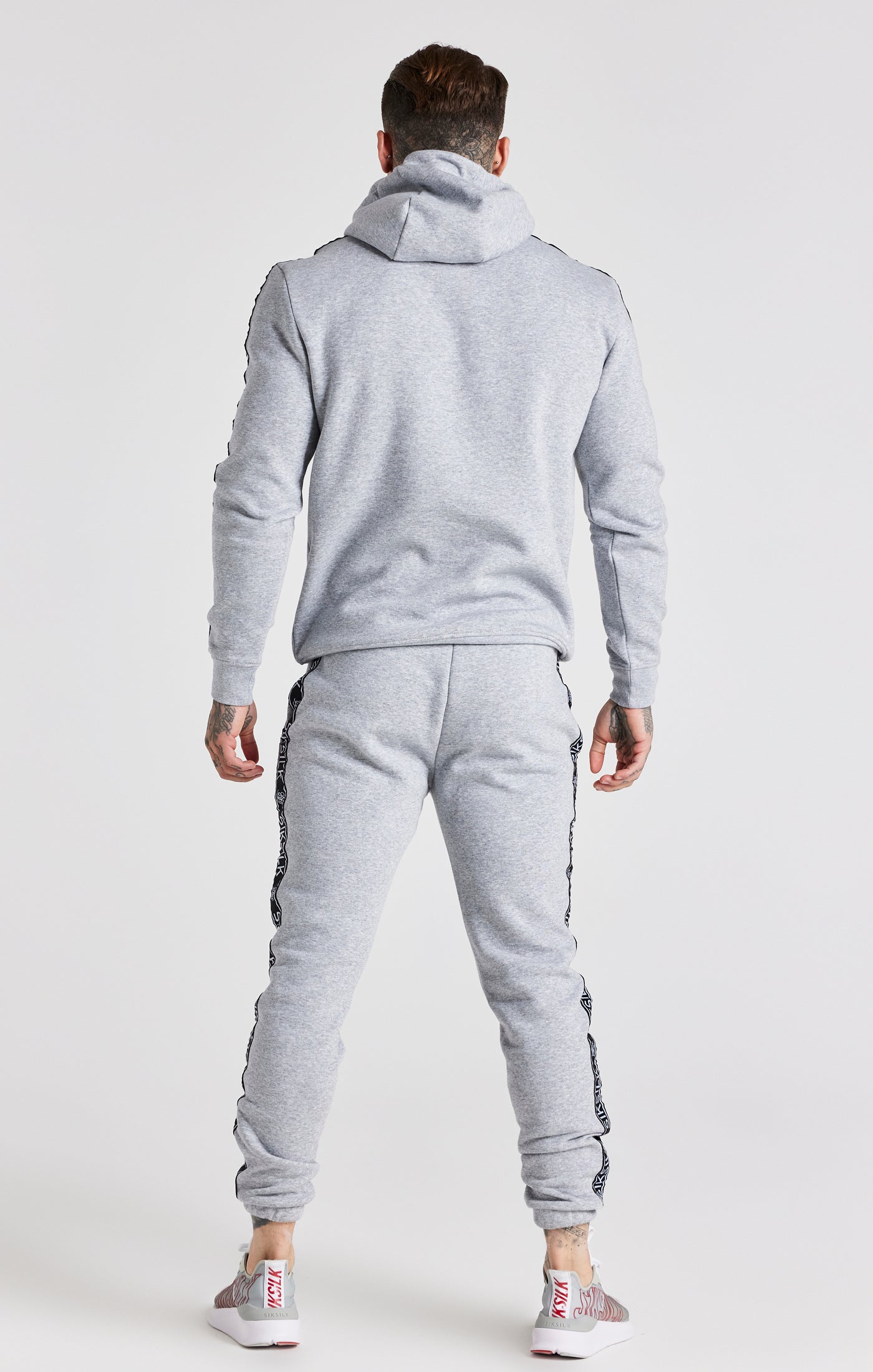 Charger l&#39;image dans la galerie, Grey Taped Hoodie And Pant Tracksuit Set (6)