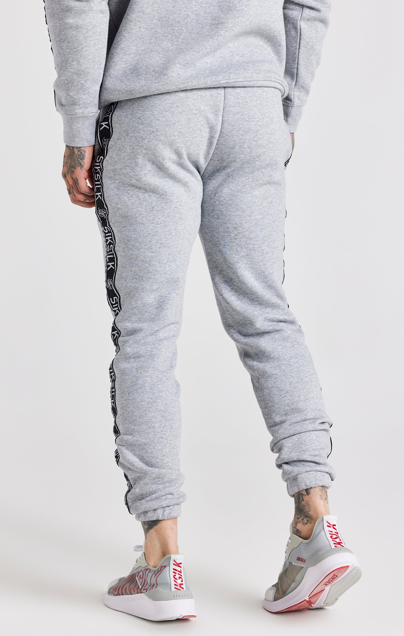 Charger l&#39;image dans la galerie, Grey Taped Hoodie And Pant Tracksuit Set (10)