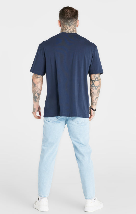 T-shirt oversize bleu marine style universitaire