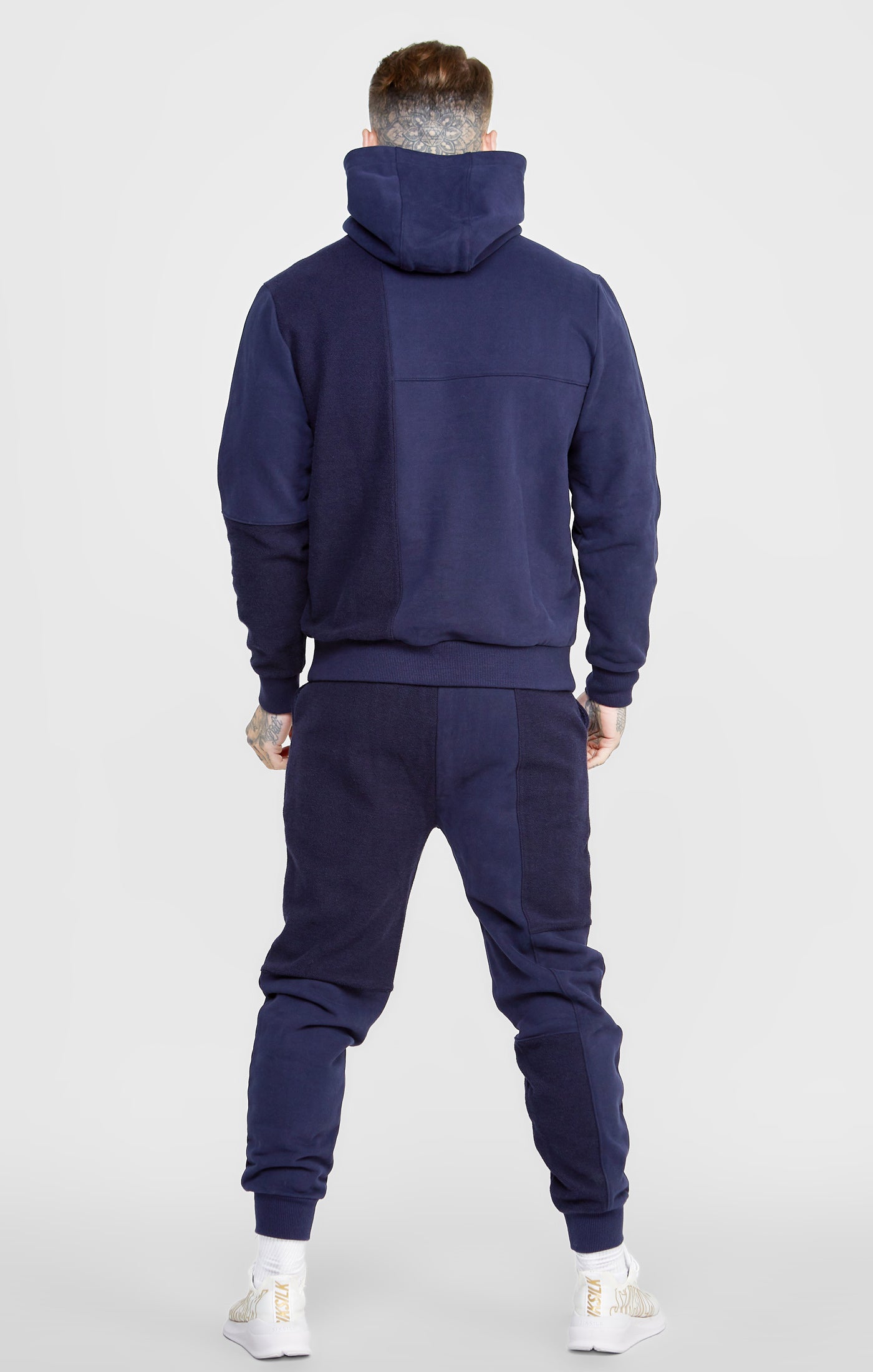 Charger l&#39;image dans la galerie, Pantalon de jogging oversize à empiècement inversé bleu marine (5)
