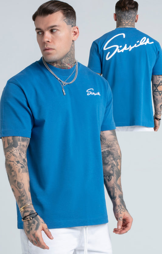 T-shirt oversize bleu sarcelle à inscription imprimée