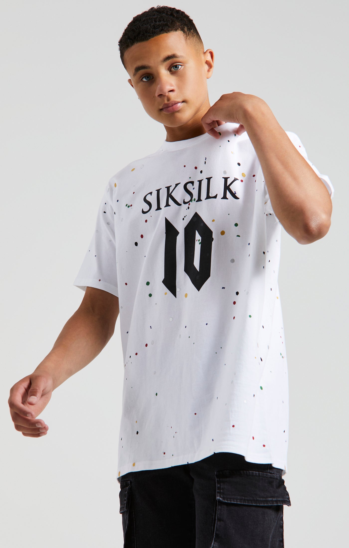 Charger l&#39;image dans la galerie, Messi x SikSilk T-shirt à éclaboussure de peinture - Blanc
