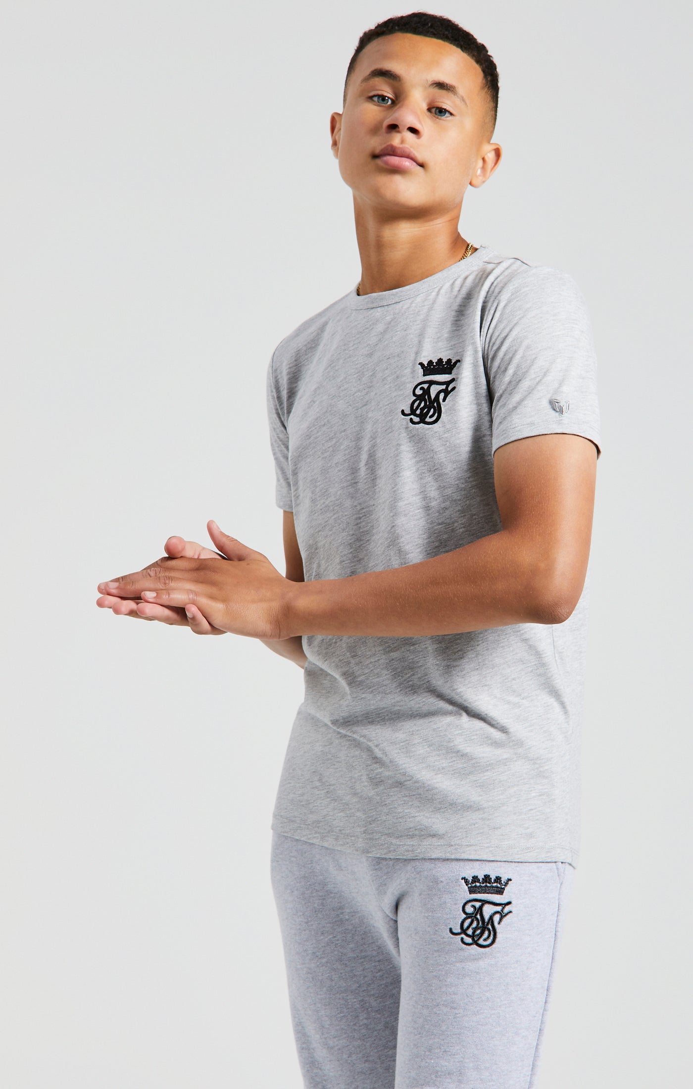 Charger l&#39;image dans la galerie, Messi x SikSilk T-shirt de sport gris chiné pour garçon
